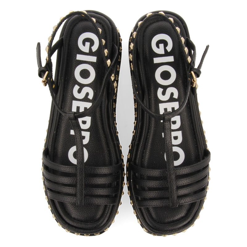 SANDALIAS NEGRAS DE PLATAFORMA CON DETALLE DE TACHUELAS PARA MUJER KLANKEK