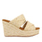SANDALIAS ALTAS DE CUÑA COLOR CUERO ESTILO MULE CON RAFIA PARA MUJER FRAZZANO