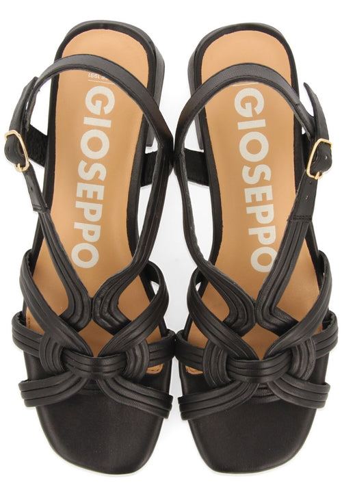 BLACK HEEL SANDALS WITH BRAIDED STRAPS FOR WOMEN BULQIZE