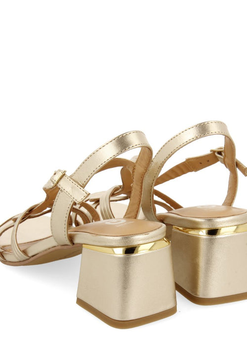 SANDALIAS COLOR PLATINO DE TACÓN CON TIRAS TRENZADAS PARA MUJER BULQIZE