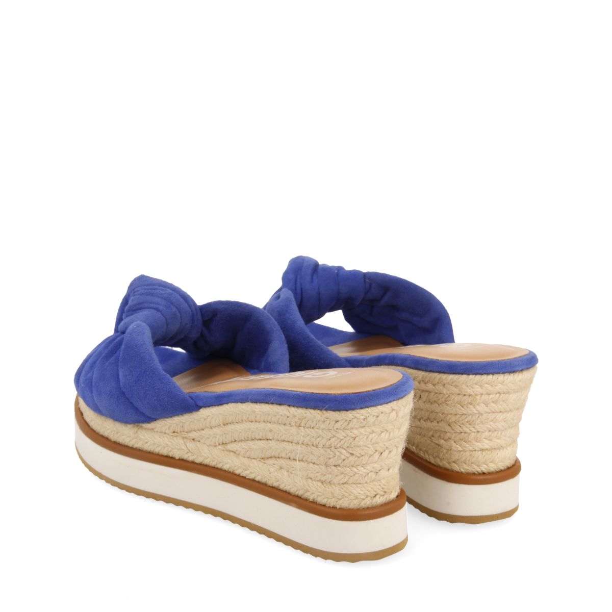 SANDALIAS TIPO PALA COLOR AZUL CON DETALLE DE NUDO Y CUÑA PARA MUJER CAKRAN