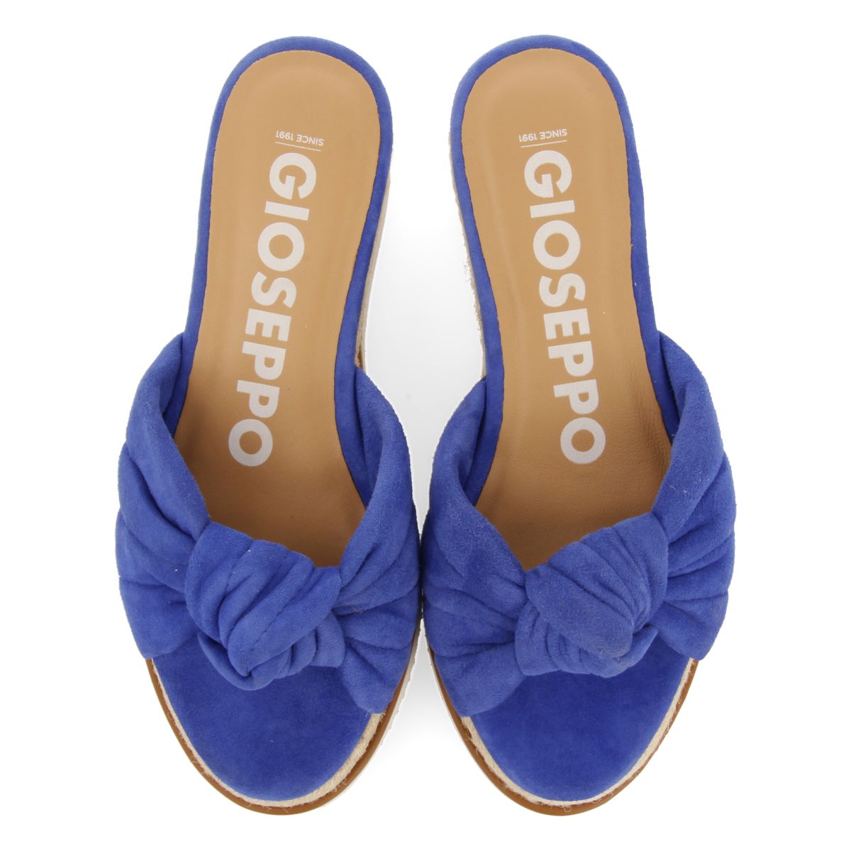 SANDALIAS TIPO PALA COLOR AZUL CON DETALLE DE NUDO Y CUÑA PARA MUJER CAKRAN