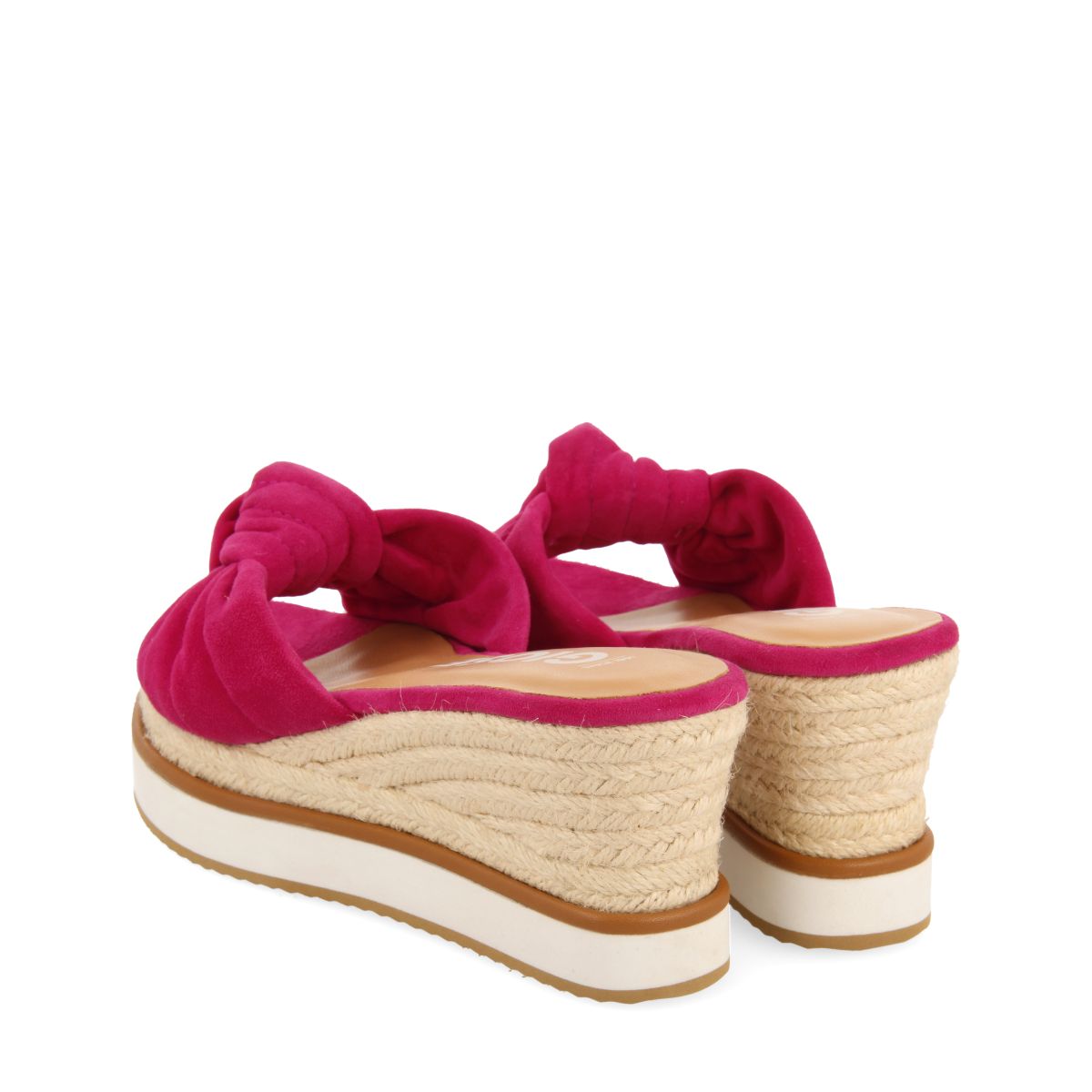 SANDALIAS TIPO PALA COLOR FUCSIA CON DETALLE DE NUDO Y CUÑA PARA MUJER CAKRAN