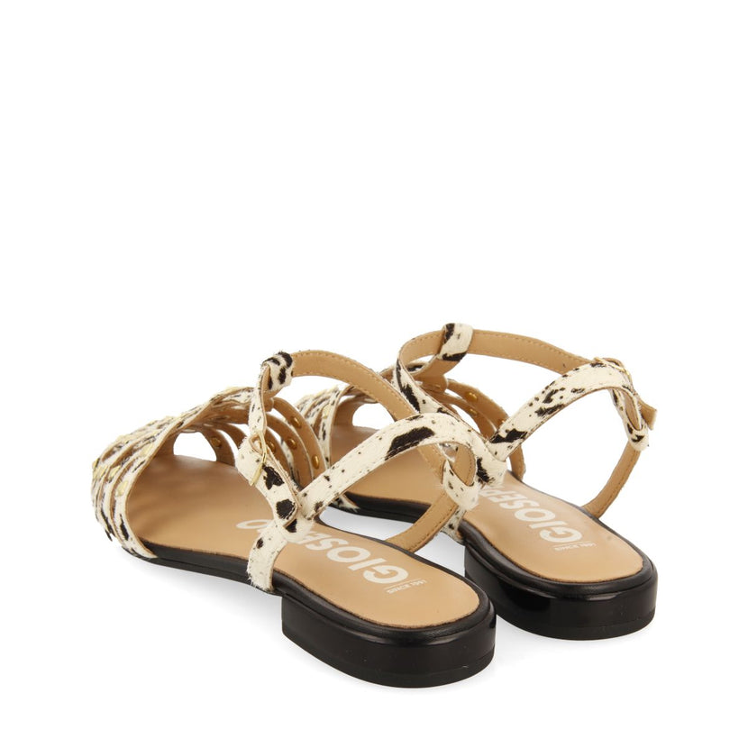 SANDALIAS ESTILO CANGREJERAS DE PIEL CON ANIMAL PRINT Y TACHAS PARA MUJER CONNERTON