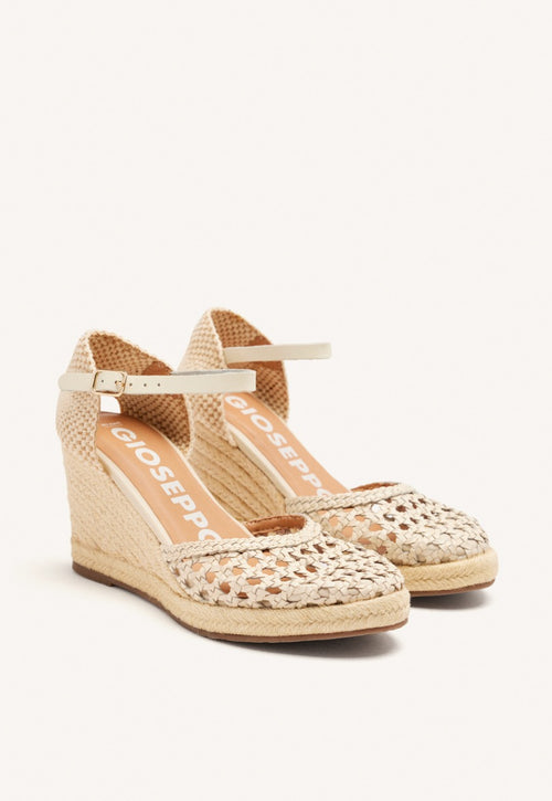 ALPARGATAS OFF-WHITE DE PIEL TRENZADA CON CUÑA ALTA DE YUTE PARA MUJER SERIGNAN