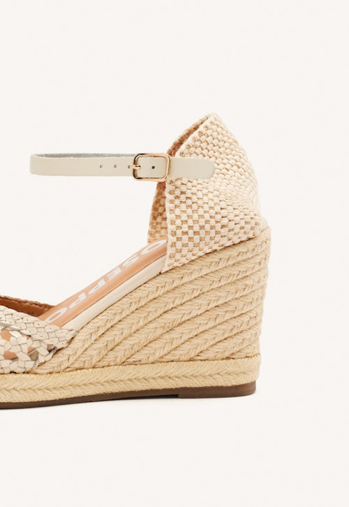 ALPARGATAS OFF-WHITE DE PIEL TRENZADA CON CUÑA ALTA DE YUTE PARA MUJER SERIGNAN