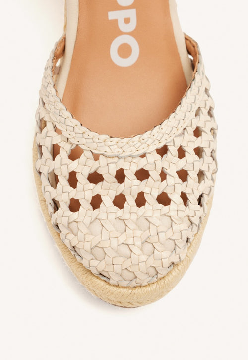 ALPARGATAS OFF-WHITE DE PIEL TRENZADA CON CUÑA ALTA DE YUTE PARA MUJER SERIGNAN