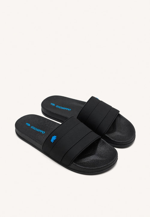 BLACK SLIPPERS WITH BLUE DETAIL FOR MEN BORGETTO
