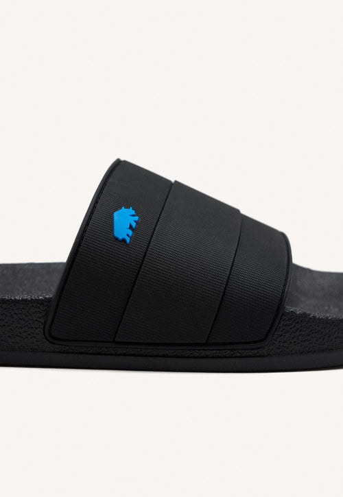 BLACK SLIPPERS WITH BLUE DETAIL FOR MEN BORGETTO