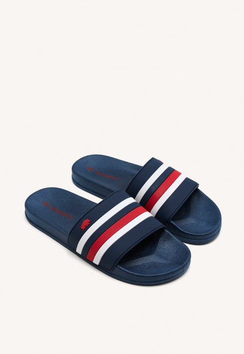 BLUE NAVY SLIPPERS WITH COLOR DETAILS FOR MEN BURGIO