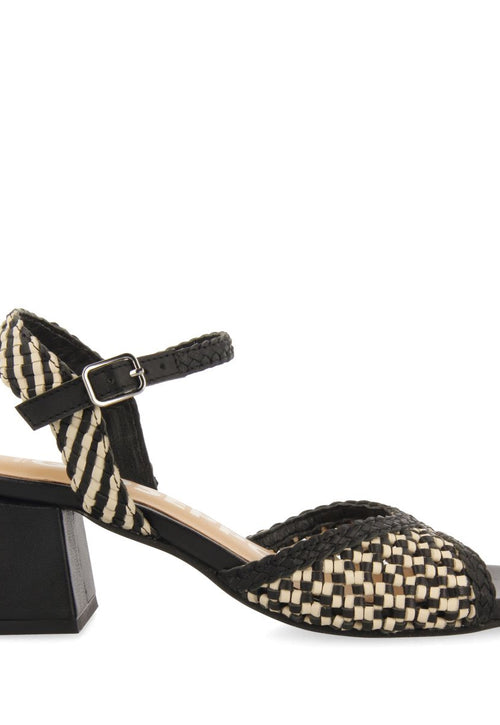 SANDALES À TALONS AVEC EMPEIGNE TRESSÉE BICOLORE POUR FEMME LADOCK
