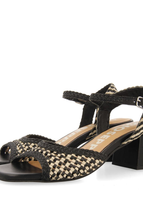 SANDALES À TALONS AVEC EMPEIGNE TRESSÉE BICOLORE POUR FEMME LADOCK
