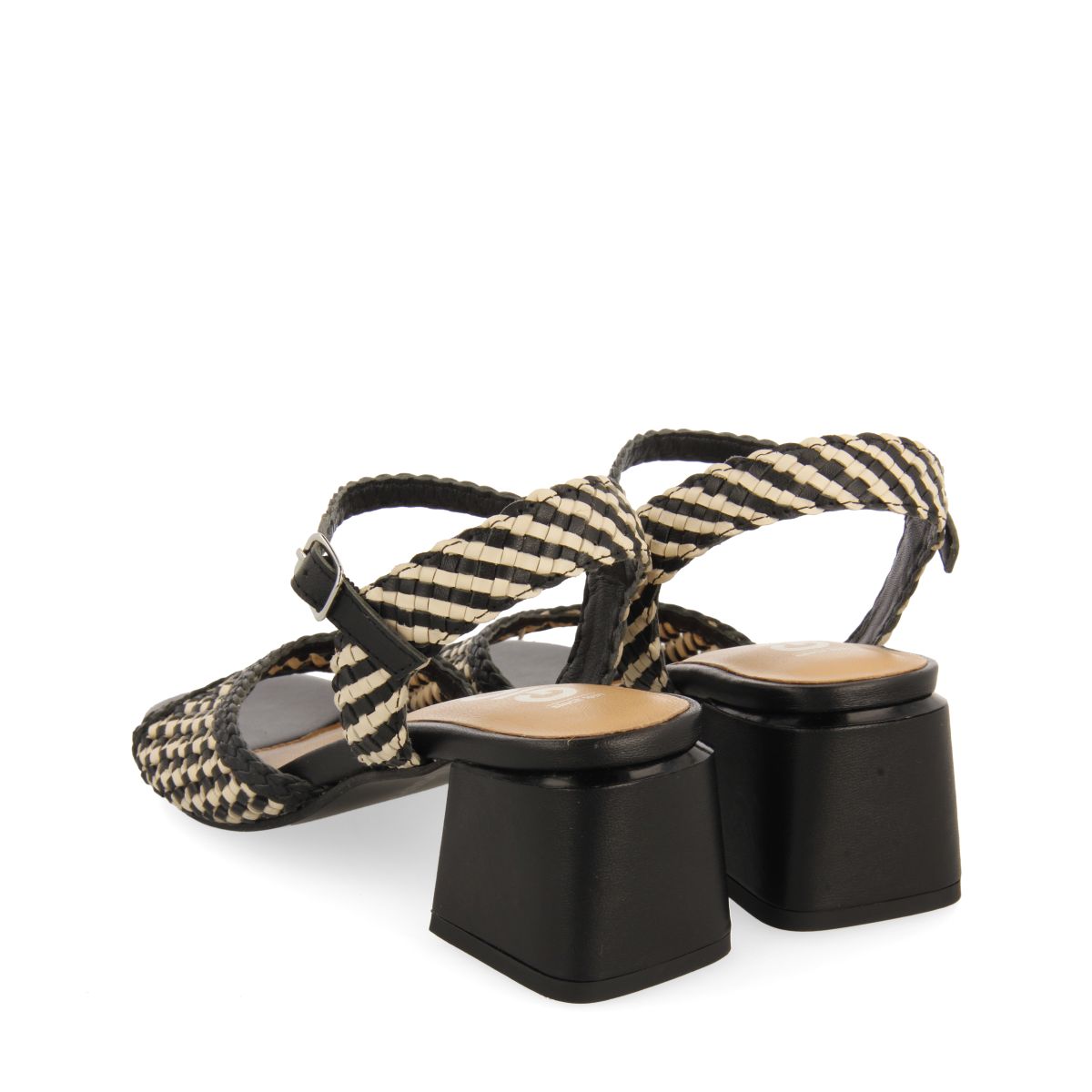 HEEL SANDALS WITH TWO-TONE BRAIDED VAMP FOR WOMEN LADOCK