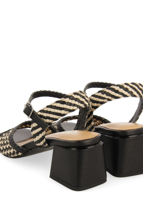 SANDALES À TALONS AVEC EMPEIGNE TRESSÉE BICOLORE POUR FEMME LADOCK