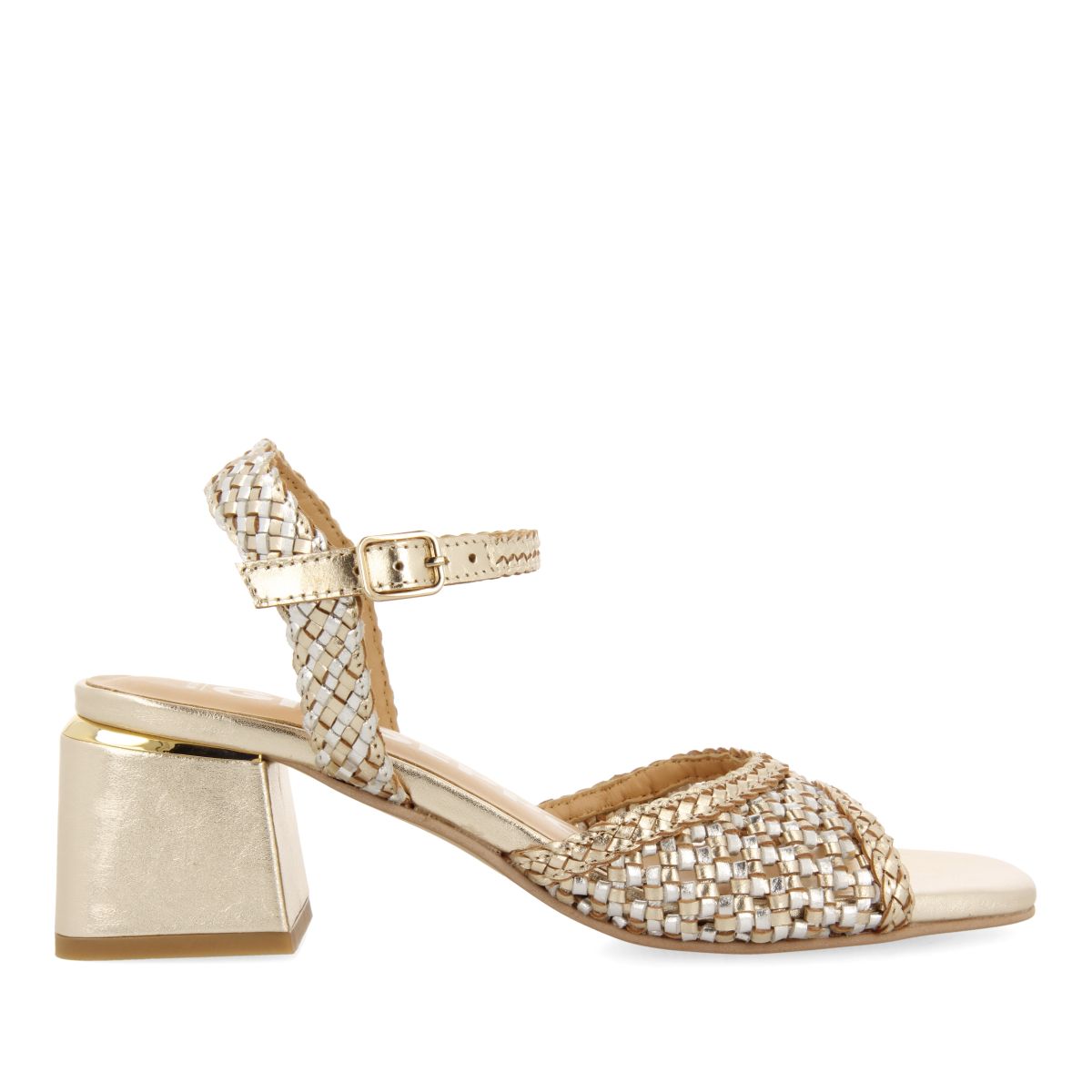 SANDALES À TALONS AVEC EMPEIGNE TRESSÉE BICOLORE POUR FEMME LADOCK