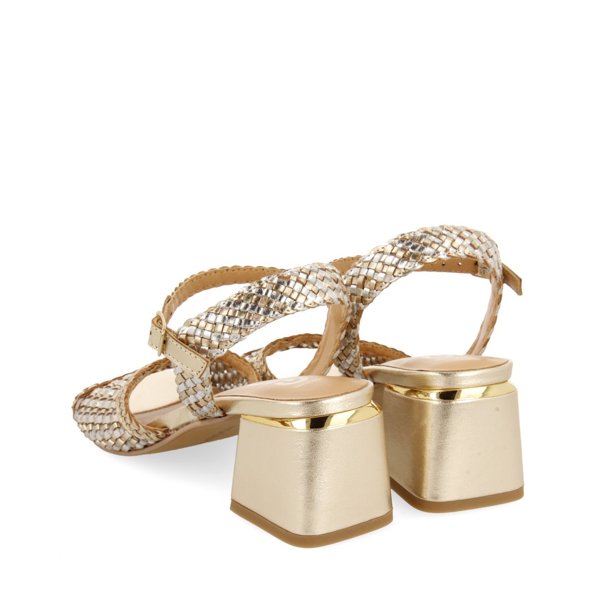 SANDALES À TALONS AVEC EMPEIGNE TRESSÉE BICOLORE POUR FEMME LADOCK