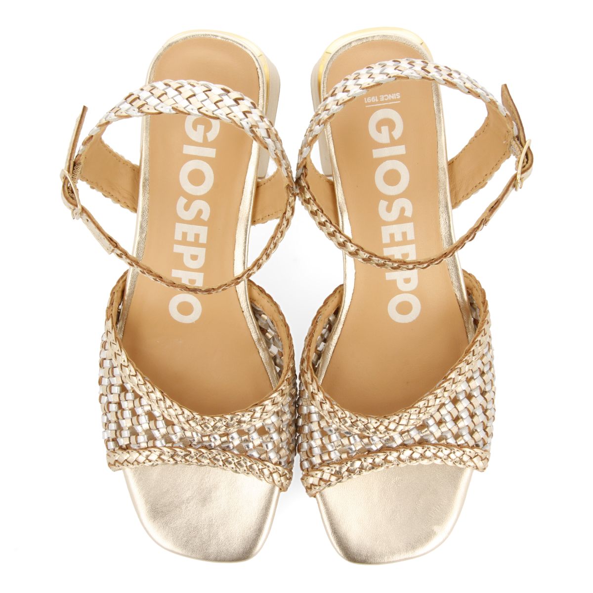 SANDALES À TALONS AVEC EMPEIGNE TRESSÉE BICOLORE POUR FEMME LADOCK