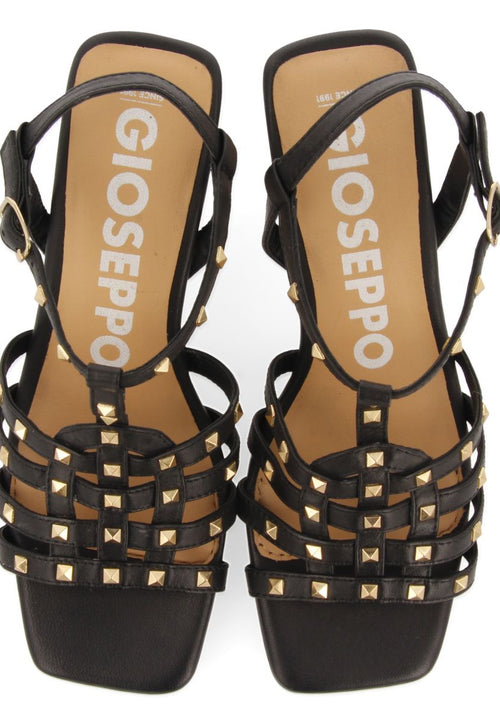 SANDALIAS NEGRAS DE TACÓN TIPO CANGREJERA CON ADORNOS DE TACHAS PARA MUJER KRIZEVCI