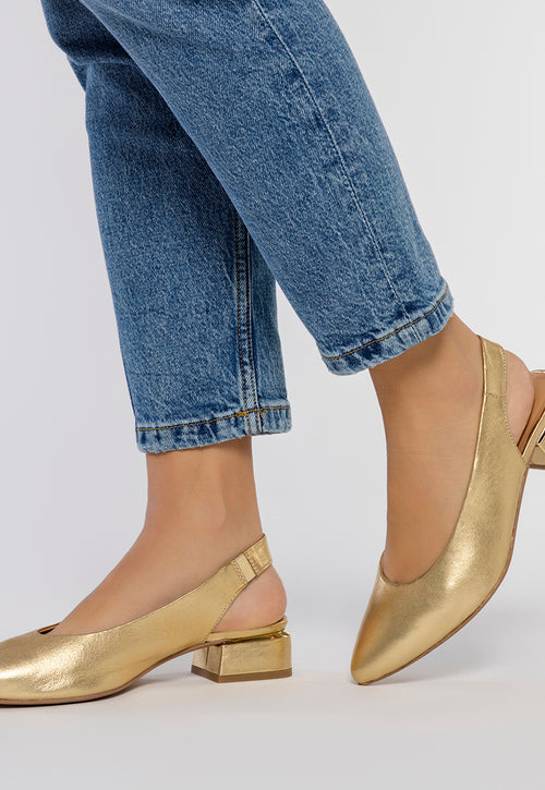 BAILARINAS DESTALONADAS DE PIEL EN COLOR DORADO PARA MUJER OBROVAC