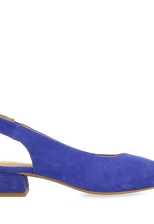 BLUE LEATHER UNHEELED BALLET FLATS FOR WOMEN MUHURR