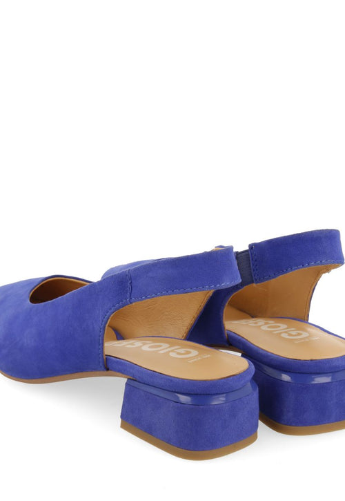 BLUE LEATHER UNHEELED BALLET FLATS FOR WOMEN MUHURR