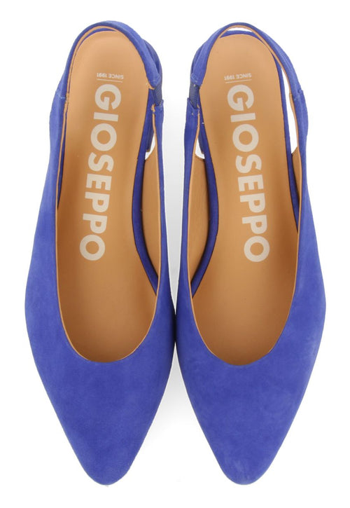 BLUE LEATHER UNHEELED BALLET FLATS FOR WOMEN MUHURR
