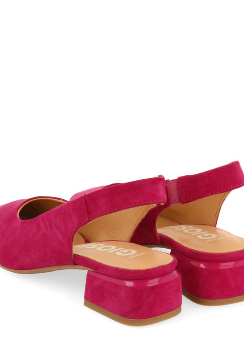 FUCHSIA COLORED LEATHER UNHEELED BALLERINAS FOR WOMEN MUHURR