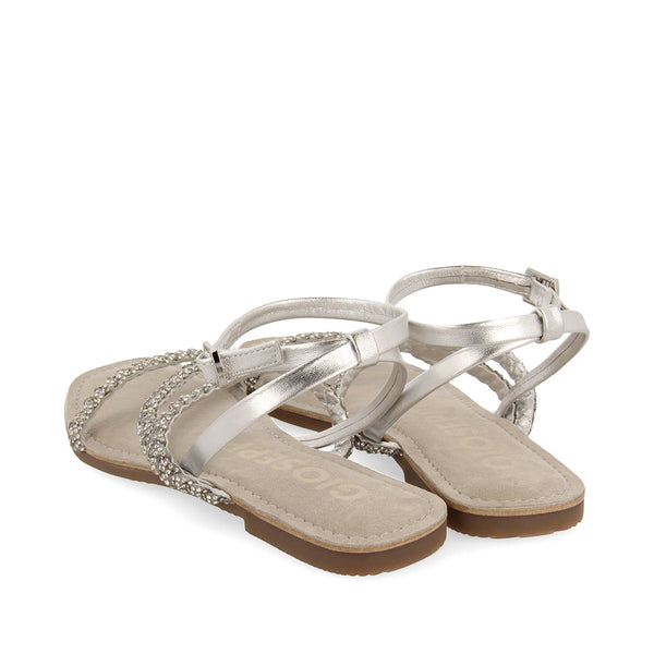 SANDALIAS PLATEADAS DE PIEL CON PEDRERÍA PARA MUJER SORLINGAS
