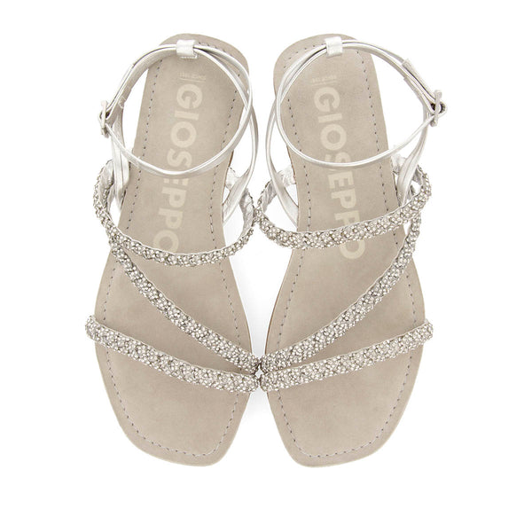 SANDALIAS PLATEADAS DE PIEL CON PEDRERÍA PARA MUJER SORLINGAS