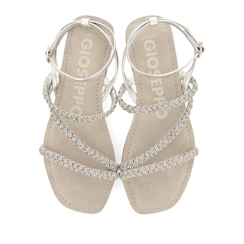 SANDALIAS PLATEADAS DE PIEL CON PEDRERÍA PARA MUJER SORLINGAS
