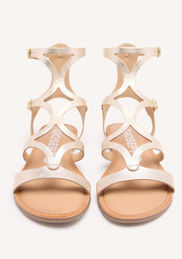 SANDALIAS COLOR PLATINO DE PIEL ESTILO ROMANAS PARA MUJER TOPOJE