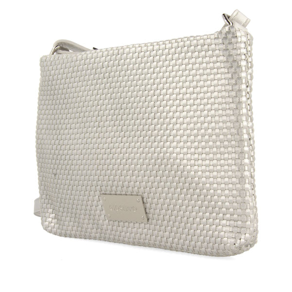 BOLSO BANDOLERA COLOR PLATA CON TRENZADO MORVAH