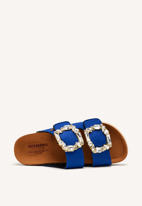SANDALIAS AZULES ESTILO BIO CON ADORNO JOYA PARA MUJER ADERKLAA