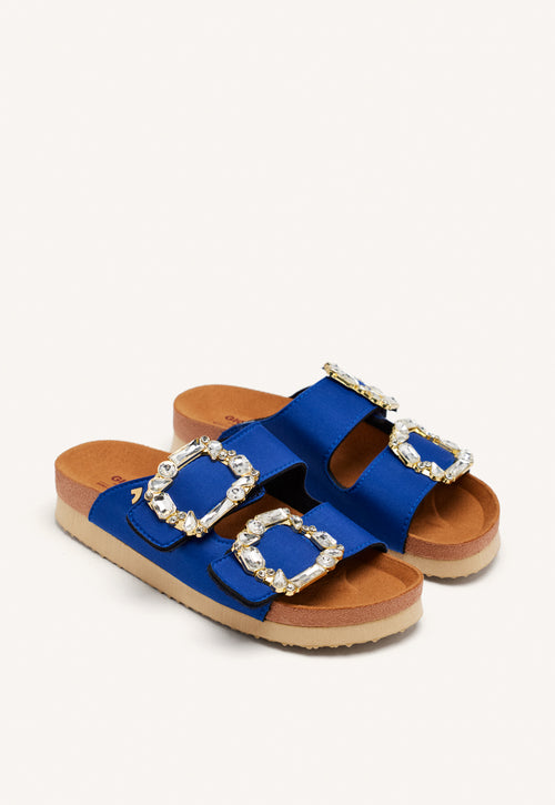 SANDALIAS AZULES ESTILO BIO CON ADORNO JOYA PARA MUJER ADERKLAA