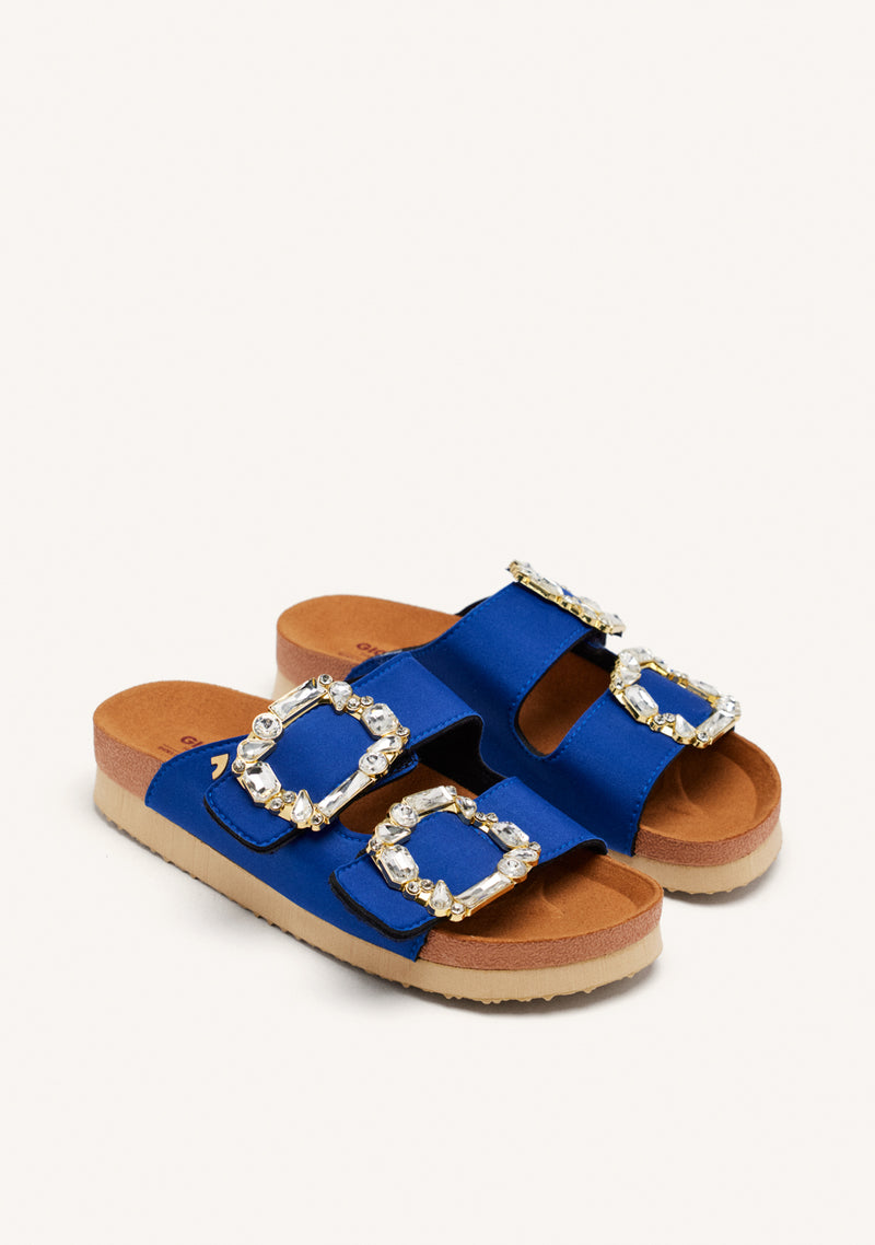 SANDALIAS AZULES ESTILO BIO CON ADORNO JOYA PARA MUJER ADERKLAA