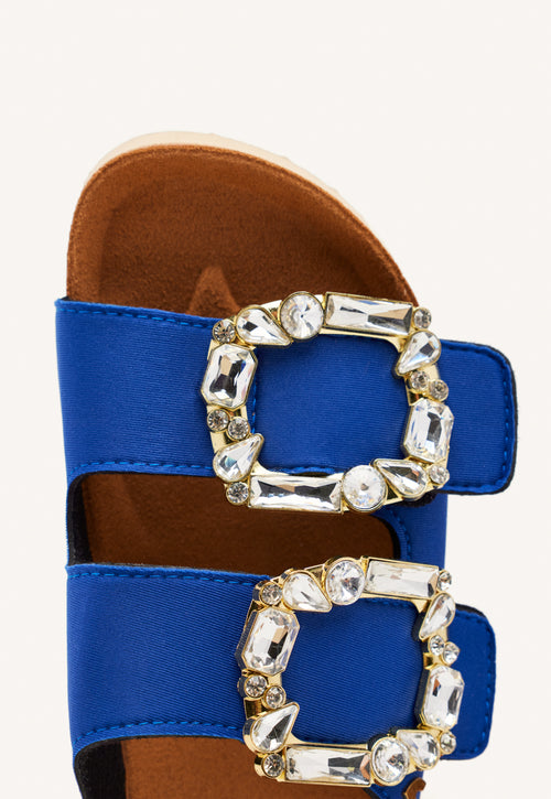 SANDALIAS AZULES ESTILO BIO CON ADORNO JOYA PARA MUJER ADERKLAA