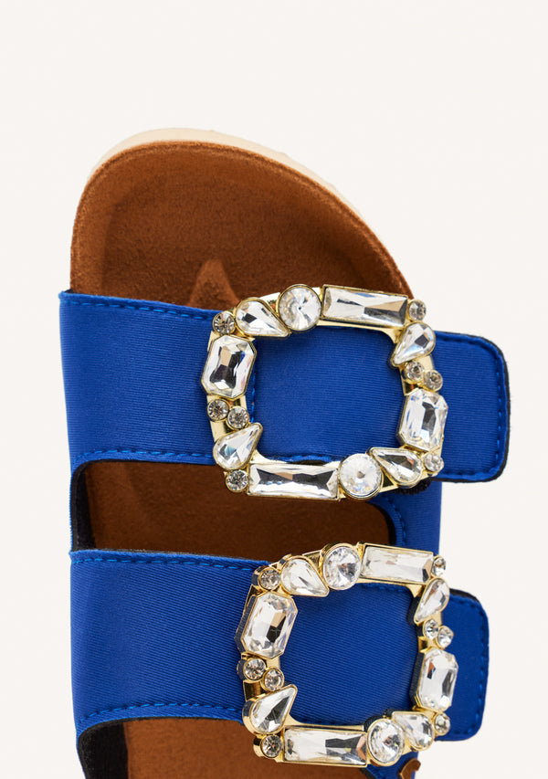 SANDALIAS AZULES ESTILO BIO CON ADORNO JOYA PARA MUJER ADERKLAA
