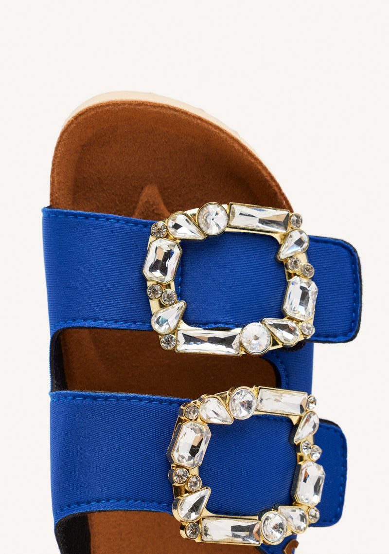 SANDALIAS AZULES ESTILO BIO CON ADORNO JOYA PARA MUJER ADERKLAA