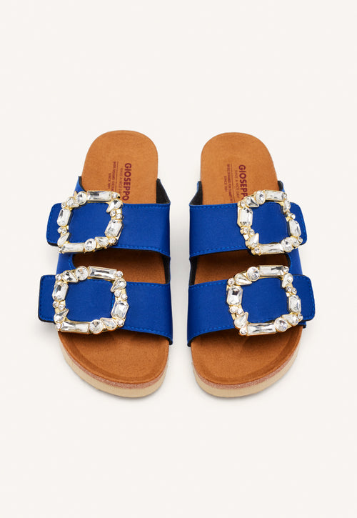 SANDALIAS AZULES ESTILO BIO CON ADORNO JOYA PARA MUJER ADERKLAA
