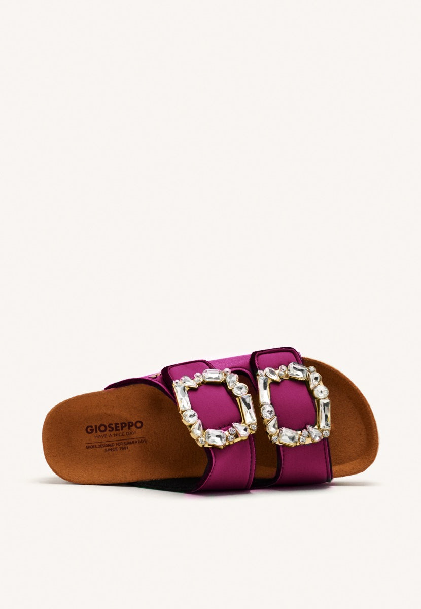 SANDALIAS COLOR FUCSIA ESTILO BIO CON ADORNO JOYA PARA MUJER ADERKLAA