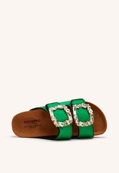 SANDALIAS VERDES ESTILO BIO CON ADORNO JOYA PARA MUJER ADERKLAA