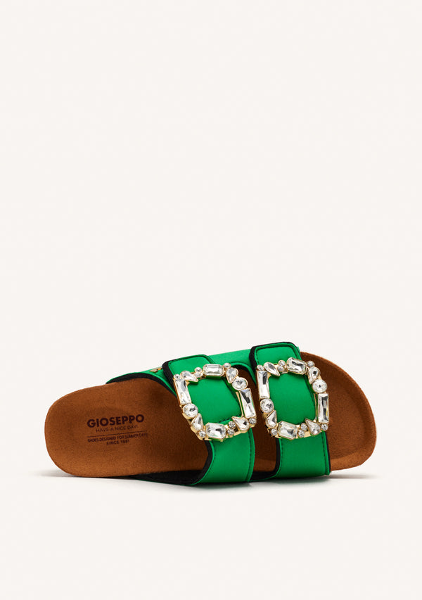 SANDALIAS VERDES ESTILO BIO CON ADORNO JOYA PARA MUJER ADERKLAA