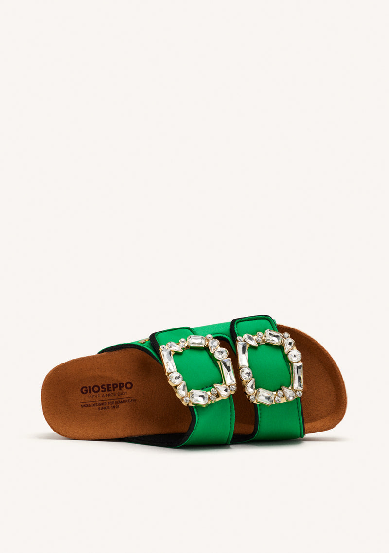 SANDALIAS VERDES ESTILO BIO CON ADORNO JOYA PARA MUJER ADERKLAA