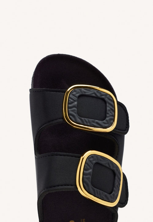 BUDAORS WOMEN'S BLACK JEWEL EMBELLISHED BIO STYLE SANDALS