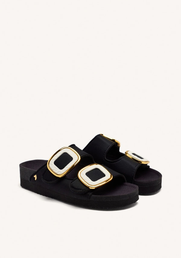 SANDALIAS COLOR OFF-WHITE ESTILO BIO CON ADORNO JOYA PARA MUJER BUDAORS