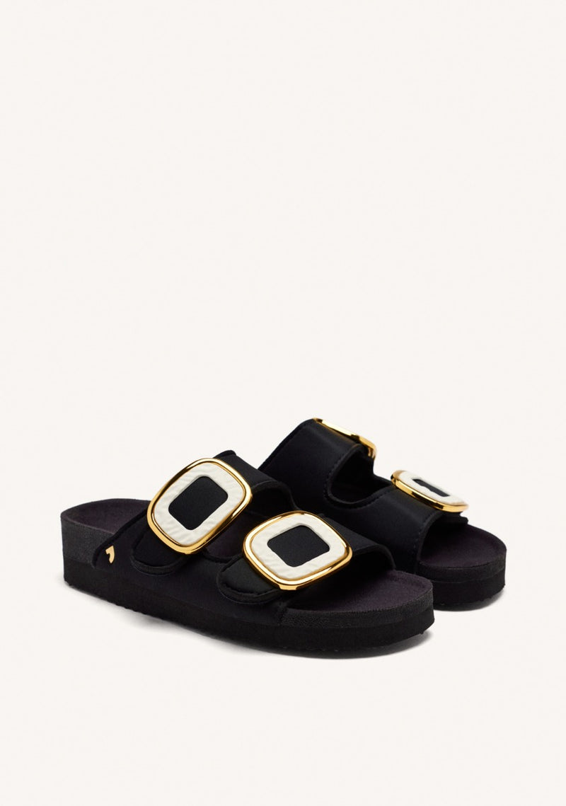 SANDALIAS COLOR OFF-WHITE ESTILO BIO CON ADORNO JOYA PARA MUJER BUDAORS