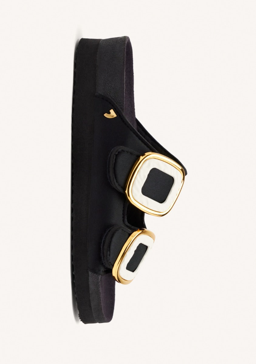 SANDALIAS COLOR OFF-WHITE ESTILO BIO CON ADORNO JOYA PARA MUJER BUDAORS