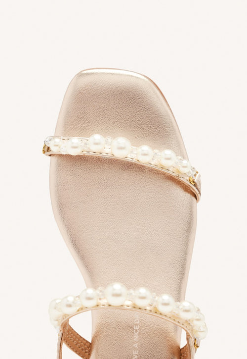WOMEN'S PLATINUM LEATHER SANDALS WITH PEARLS ZERQAN