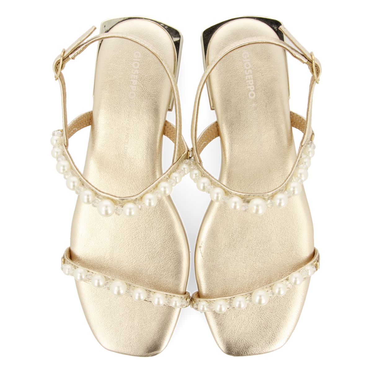 SANDALIAS COLOR PLATINO DE PIEL CON PERLAS PARA MUJER ZERQAN