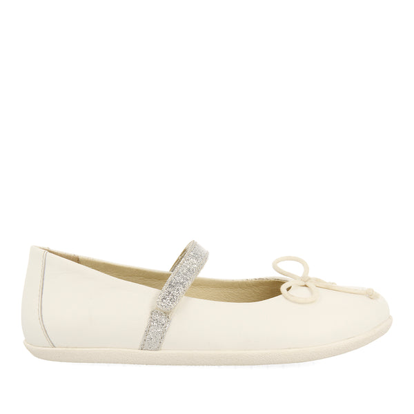 WHITE GLITTERY BALLET FLATS WITH BOW EMBELLISHMENT FOR GIRLS AND BOYS ANNSVILLE